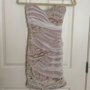 Arden B White Lace Strapless Dress